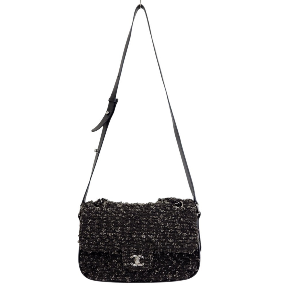 CHANEL Chanel Coco Mark Tweed 2-way Shoulder Bag Khaki Women's